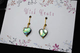 Genuine Abalone Shell Heart Earrings - Gold Plated Lever Back Earrings