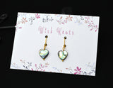 Genuine Abalone Shell Heart Earrings - Gold Plated Lever Back Earrings