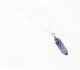 Genuine Rainbow Fluorite Gemstone Point Necklace - Choose Length