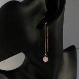 Genuine Rose Quartz Gold Plated Threader Earrings, Pair