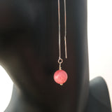 Genuine Rhodochrosite Silver Plated Threader Earrings, Pair