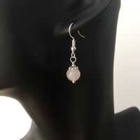 Genuine Natural Rose Quartz Simple Drop Earrings - Quality Gemstone Drop Earrings