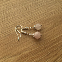 Genuine Natural Rose Quartz Simple Drop Earrings - Quality Gemstone Drop Earrings