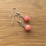 Genuine Rhodochrosite Simple Drop Earrings - Quality Gemstone Drop Earrings