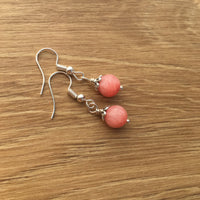 Genuine Rhodochrosite Simple Drop Earrings - Quality Gemstone Drop Earrings