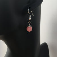 Genuine Rhodochrosite Simple Drop Earrings - Quality Gemstone Drop Earrings