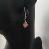 Genuine Rhodochrosite Simple Drop Earrings - Quality Gemstone Drop Earrings