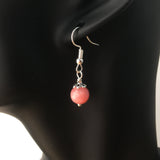 Genuine Rhodochrosite Simple Drop Earrings - Quality Gemstone Drop Earrings