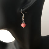 Genuine Rhodochrosite Simple Drop Earrings - Quality Gemstone Drop Earrings