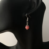 Genuine Rhodochrosite Simple Drop Earrings - Quality Gemstone Drop Earrings