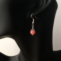 Genuine Rhodochrosite Simple Drop Earrings - Quality Gemstone Drop Earrings