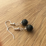 Genuine Indigo Tigereye Simple Drop Earrings - Quality Gemstone Drop Earrings