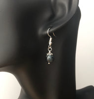 Genuine Indigo Tigereye Simple Drop Earrings - Quality Gemstone Drop Earrings