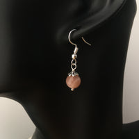 Genuine Natural Sunstone Simple Drop Earrings - Quality Gemstone Drop Earrings