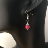 Genuine Pink Tourmaline Simple Drop Earrings - Quality Gemstone Drop Earrings