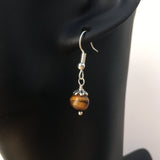 Genuine Natural Tiger's Eye Simple Drop Earrings - Quality Gemstone Drop Earrings