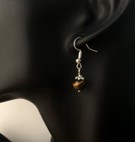 Genuine Natural Tiger's Eye Simple Drop Earrings - Quality Gemstone Drop Earrings