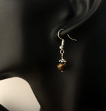 Genuine Natural Tiger's Eye Simple Drop Earrings - Quality Gemstone Drop Earrings