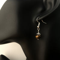 Genuine Natural Tiger's Eye Simple Drop Earrings - Quality Gemstone Drop Earrings