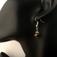 Genuine Natural Tiger's Eye Simple Drop Earrings - Quality Gemstone Drop Earrings