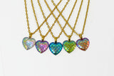 Opal Dragon Heart Necklace - Mermaid Tail Pendant. Mermaid Scale Heart.