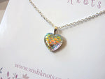 Opal Dragon Heart Necklace - Mermaid Tail Pendant. Mermaid Scale Heart.