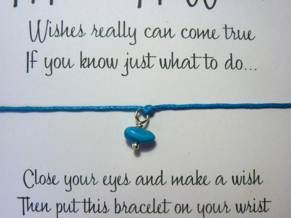 Wish Bracelet - Genuine Natural Turquoise. Turquoise Birthstone Bracelet.