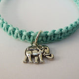 Elephant Bracelet - Lucky Elephant Charm. Macrame Bracelet. Choice of Colours.