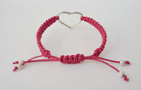 LOVE Heart Bracelet - Macrame Bracelet. Knotted Adjustable Bracelet. Choice of Colours
