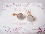 Opal Druzy Earrings - Rose Gold Plated Leverback Earrings. Bridesmaids Earrings. Be My Bridesmaid