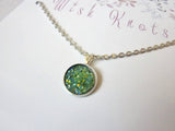 Stardust Necklace - Faux Druzy Pendant. Silver Plated Chain, Choose Length. Choice of Colours