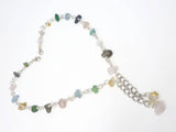 Gemstone Bracelet - MIxed Gemstone Rosary Bracelet. Adjustable. Aquamarine, Rose Quartz, Amethyst