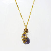 Gemstone Bottle Necklace - Genuine Amethyst Healing Necklace. February Birthstone.