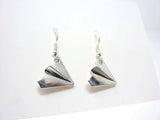 Paper Plane Earrings - Silver Origami Earrings. Simple Drop Earrings
