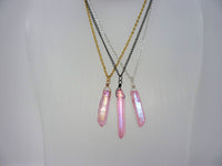 Aura Crystal Necklace - Natural Healing Quartz. Pink Aura Crystal Pendant. Choose Chain & Length