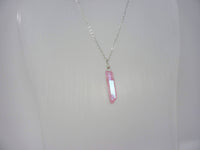 Aura Crystal Necklace - Natural Healing Quartz. Pink Aura Crystal Pendant. Choose Chain & Length