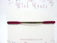 I Love You To The Moon And Back Bracelet. Stamped Macrame Bracelet. Choice of Colours.