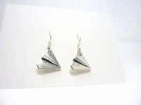 Paper Plane Earrings - Silver Origami Earrings. Simple Drop Earrings