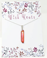 Sterling Silver Flame Aura Crystal Necklace - Healing Quartz Crystal Necklace. Choice of length