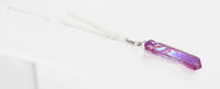 Sterling Silver Ruby Pink Aura Crystal Necklace - Healing Quartz Crystal Necklace. Choice of length
