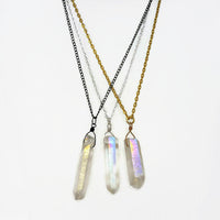 Angel Aura Crystal Necklace - Natural Healing Angel Aura Quartz.. Layering Necklace. Choice of Chain & Length