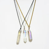 Angel Aura Crystal Necklace - Natural Healing Angel Aura Quartz.. Layering Necklace. Choice of Chain & Length
