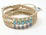 Hemp Macrame Bracelet - Aqua Blue. Beach Holiday Bracelet. Stacking Bracelet.