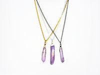 Aura Crystal Necklace - Natural Healing Quartz. Mystic Lavender Aura Crystal Pendant. Choose Chain & Length