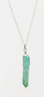 Sterling Silver Aqua Aura Crystal Necklace - Natural Healing Aqua Aura Quartz Necklace. Choice of length