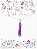 Sterling Silver Lavender Aura Crystal Necklace - Healing Amethyst Quartz Necklace. Choice of length