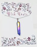 Sterling Silver Cobalt Blue Aura Crystal Necklace - Healing Quartz Crystal Necklace. Choice of length