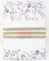 Hemp Macrame Bracelets Set - Stack of Bracelets. Pink Bracelet Set. Beach Holiday Jewellery. Stacking Bracelets