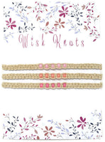 Hemp Macrame Bracelets Set - Stack of Bracelets. Pink Bracelet Set. Beach Holiday Jewellery. Stacking Bracelets