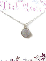 Opal Druzy Rainbow Pendant - Sparkle Glitter Silver Necklace.